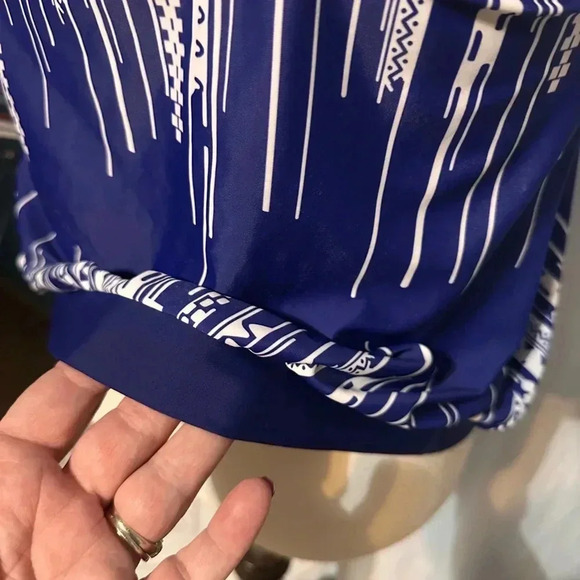 Strappy Loose Fitting Bathing Suit Top. Sz L. Royal Blue/White. Removable Cups. - Picture 4 of 7